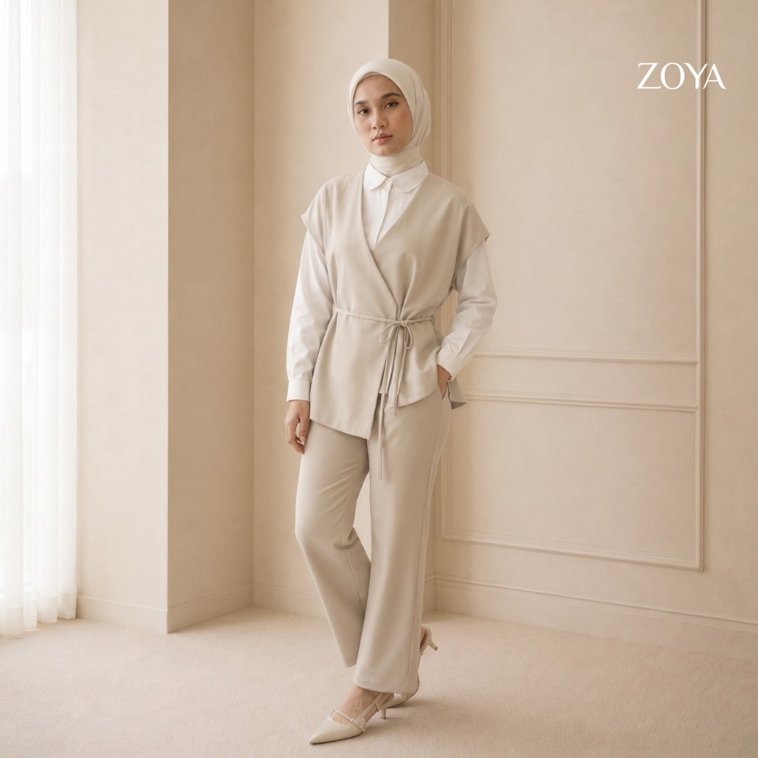 Zoya Kimono Cut Overslah KCO Z01 - Vest Outer Wanita - Bahan Poly Twill