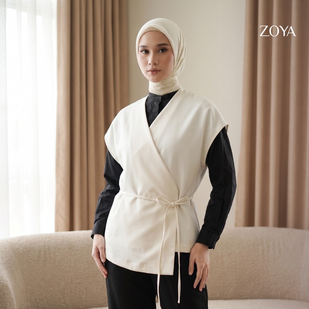 Zoya Kimono Cut Overslah KCO Z01 - Vest Outer Wanita - Bahan Poly Twill