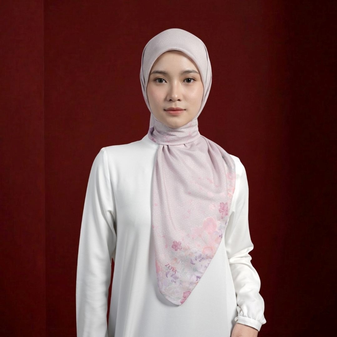 Zoya - Kireina Print Scarf - Kerudung Hijab Segiempat Motif - Pouch Ziplock