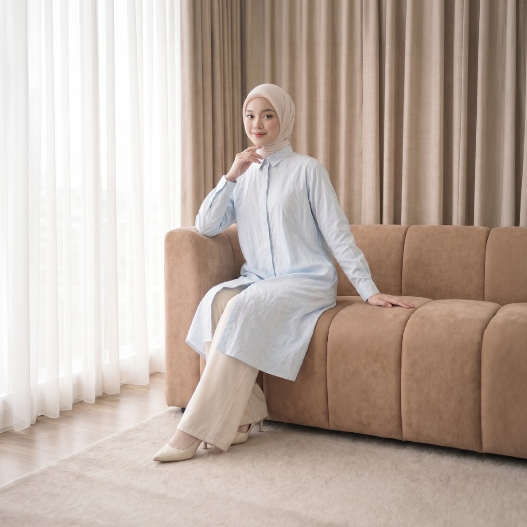 Zoya Long Strip Shirt LSS-Z01 Shirt - Blouse - Bahan Poly Crinkle Stripe
