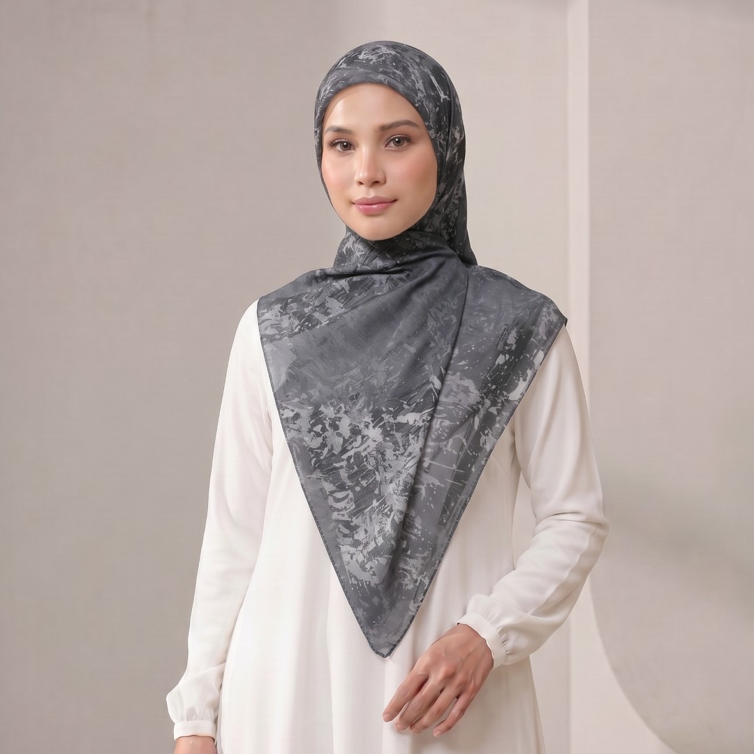 Zoya - Lune Splatter Print Scarf - Kerudung Hijab Segiempat Motif - Bahan Tasdia