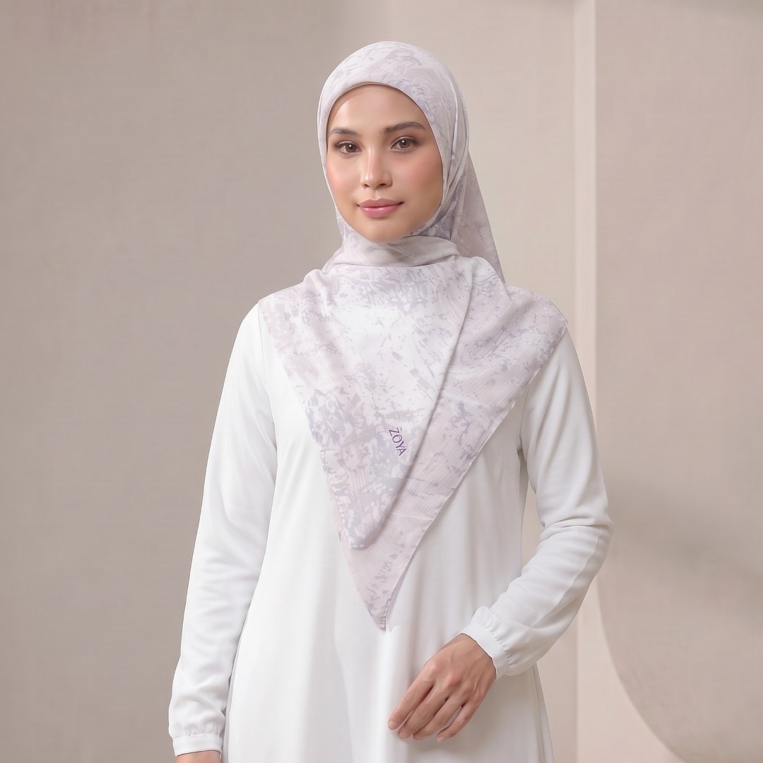 Zoya - Lune Splatter Print Scarf - Kerudung Hijab Segiempat Motif - Bahan Tasdia