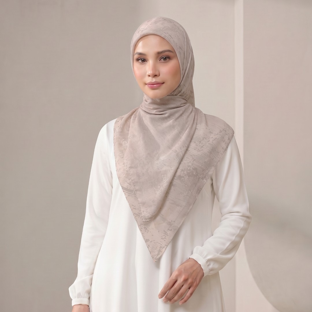 Zoya - Lune Splatter Print Scarf - Kerudung Hijab Segiempat Motif - Bahan Tasdia