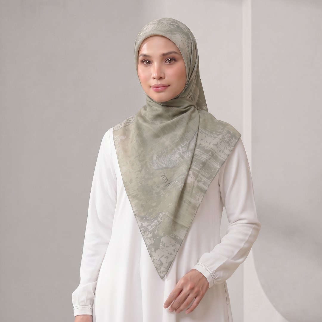 Zoya - Lune Splatter Print Scarf - Kerudung Hijab Segiempat Motif - Bahan Tasdia