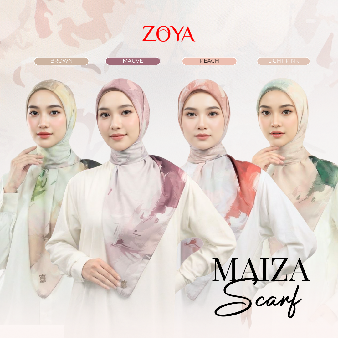 Zoya - Maiza Print Scarf - Kerudung Hijab Segiempat Motif Premium - Box