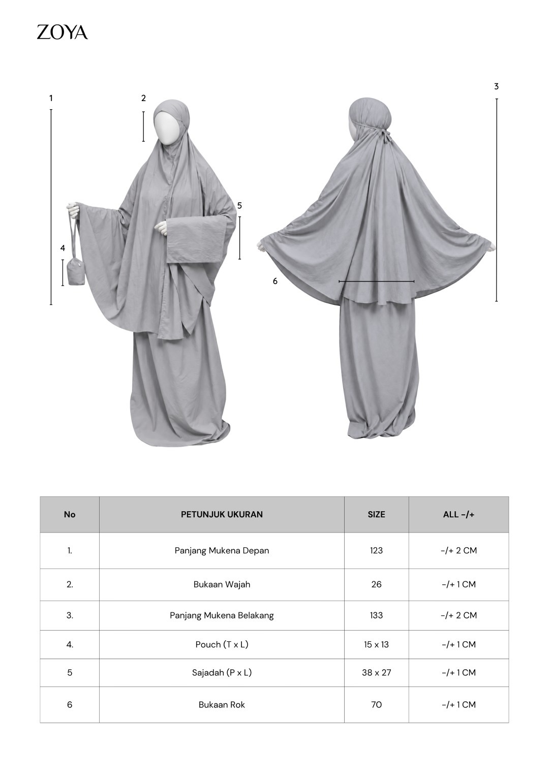 Zoya Miori Prayer Set - Mukena Travel Dewasa Bahan Parasut Premium