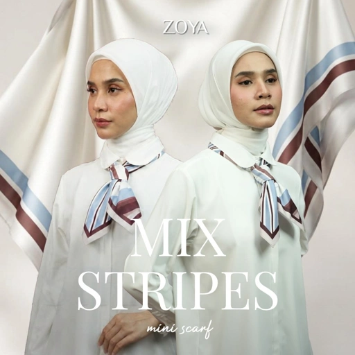 Zoya - Mix Stripes Syal Scarf Motif Premium - Mini Scarf