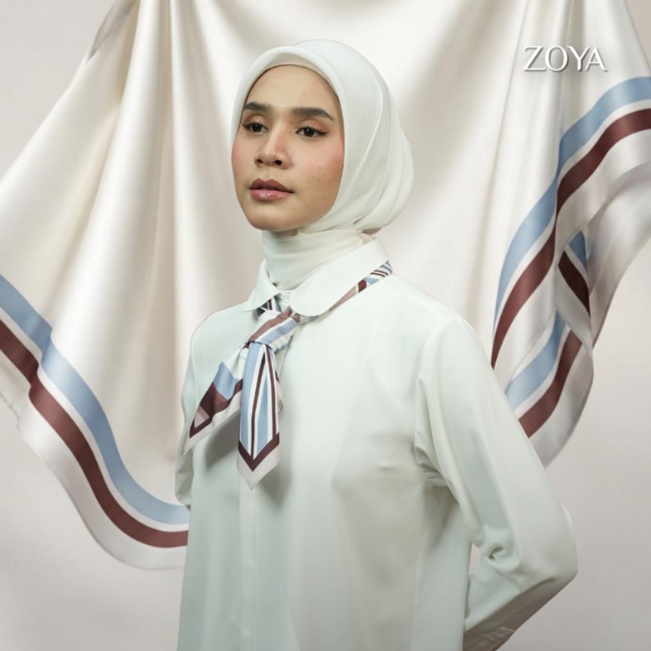 Zoya - Mix Stripes Syal Scarf Motif Premium - Mini Scarf