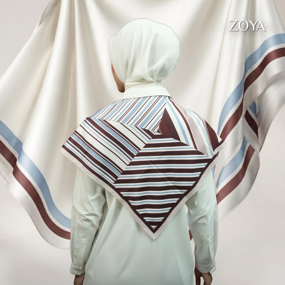 Zoya - Mix Stripes Syal Scarf Motif Premium - Mini Scarf
