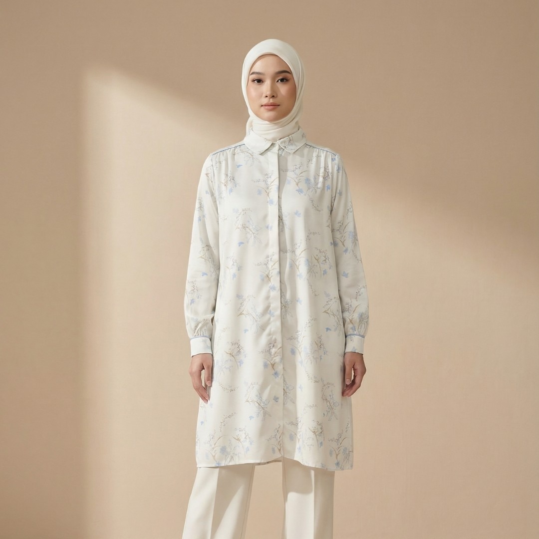 Zoya Nayma Midi Dress - Tunik Wanita Wudhu Busui Friendly - Bahan Premium Sateen