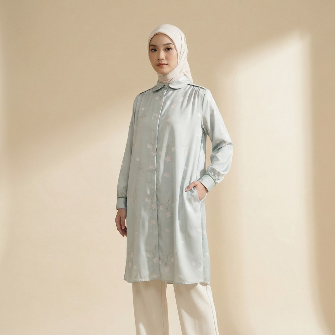 Zoya Nayma Midi Dress - Tunik Wanita Wudhu Busui Friendly - Bahan Premium Sateen
