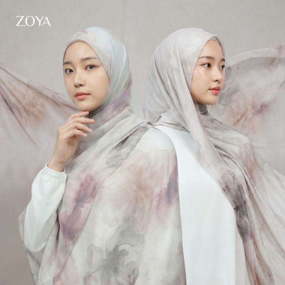 Zoya Pashmina Clove - Hijab Pashmina Motif - Bahan Voal Viscose