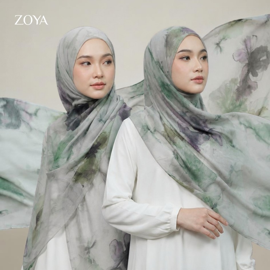 Zoya Pashmina Clove - Hijab Pashmina Motif - Bahan Voal Viscose