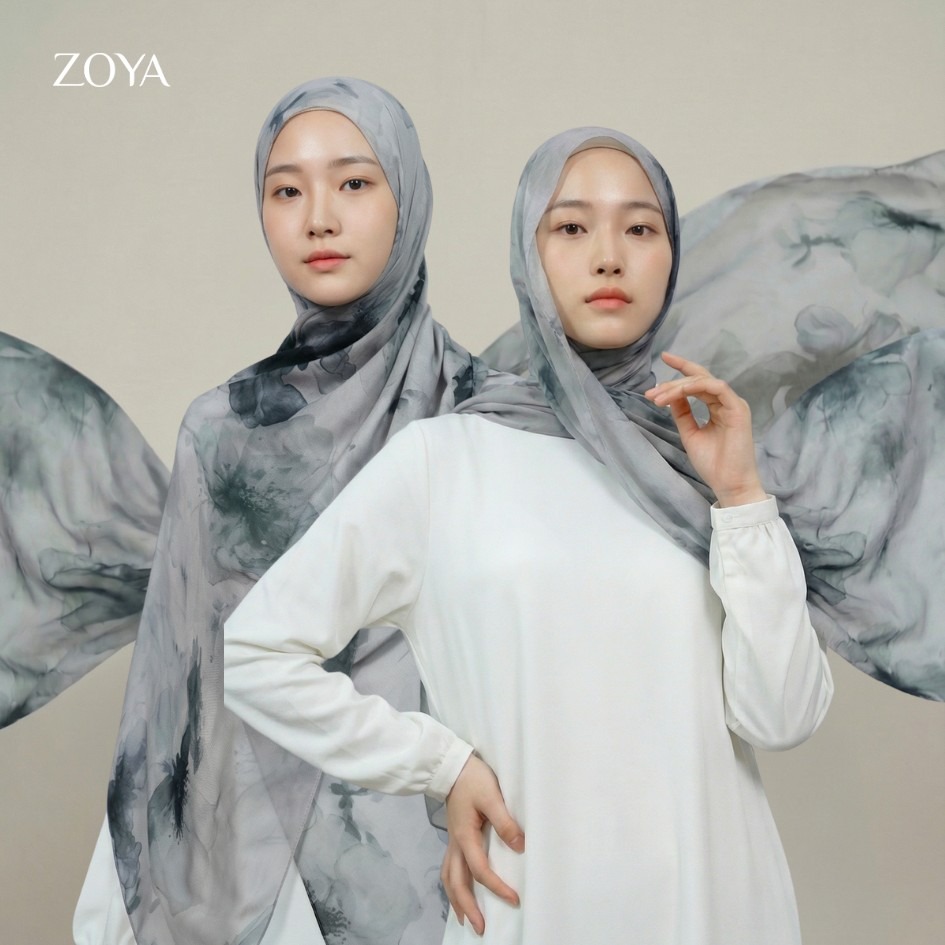 Zoya Pashmina Clove - Hijab Pashmina Motif - Bahan Voal Viscose