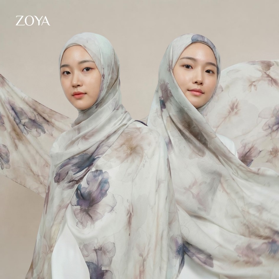 Zoya Pashmina Clove - Hijab Pashmina Motif - Bahan Voal Viscose