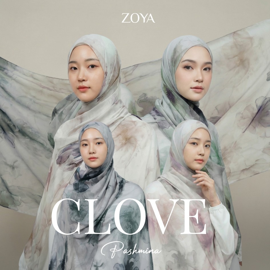 Zoya Pashmina Clove - Hijab Pashmina Motif - Bahan Voal Viscose
