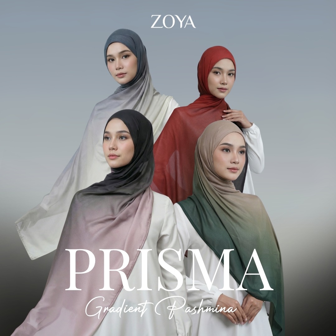 Zoya Pashmina Gradient Prisma - Hijab Pashmina Gradasi - Bahan Voal Viscose