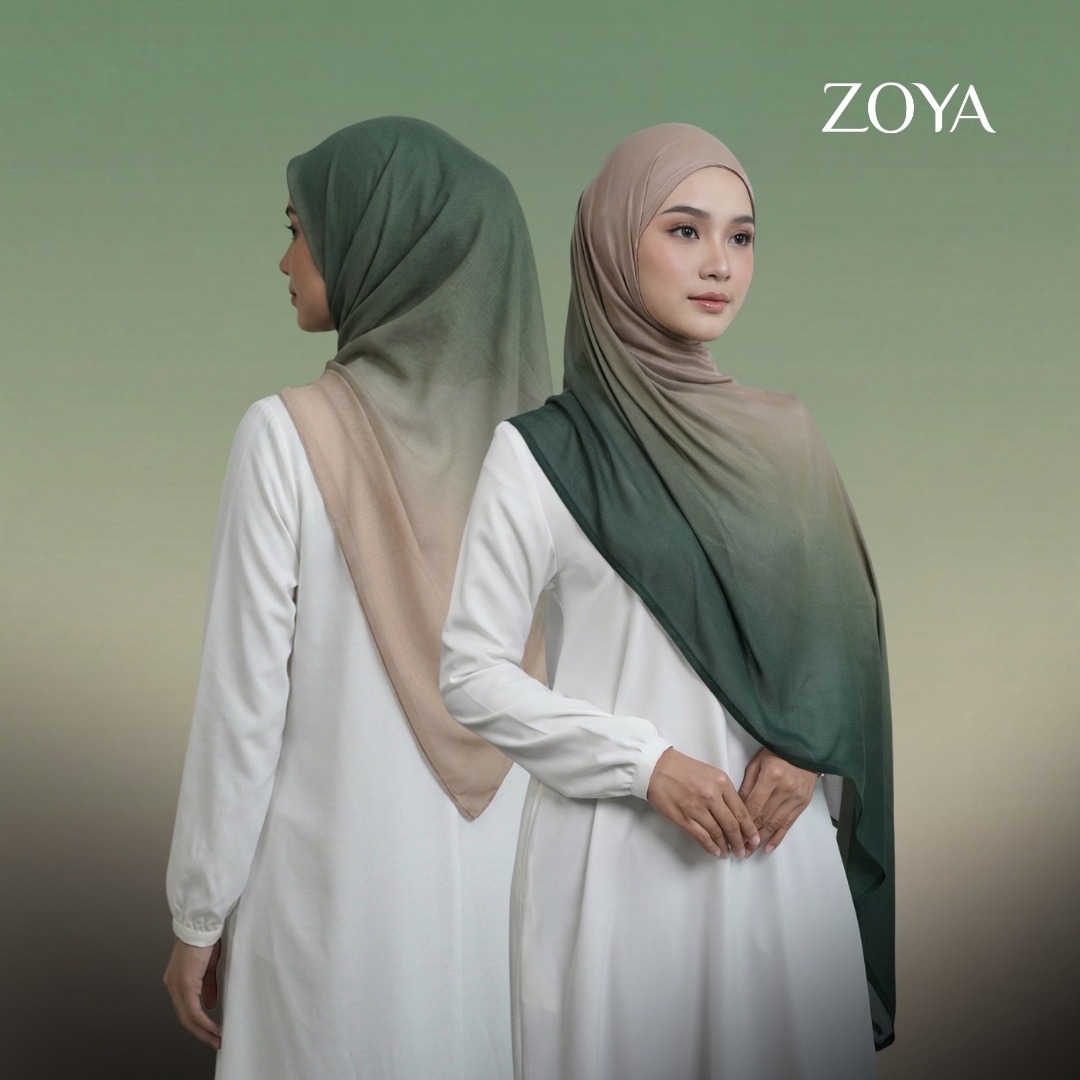 Zoya Pashmina Gradient Prisma - Hijab Pashmina Gradasi - Bahan Voal Viscose