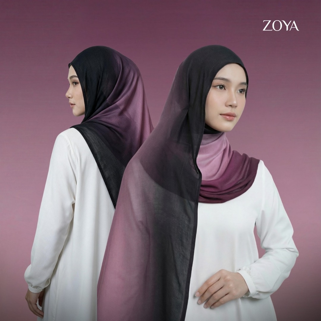 Zoya Pashmina Gradient Sora - Hijab Pashmina Gradasi - Bahan Voal Viscose