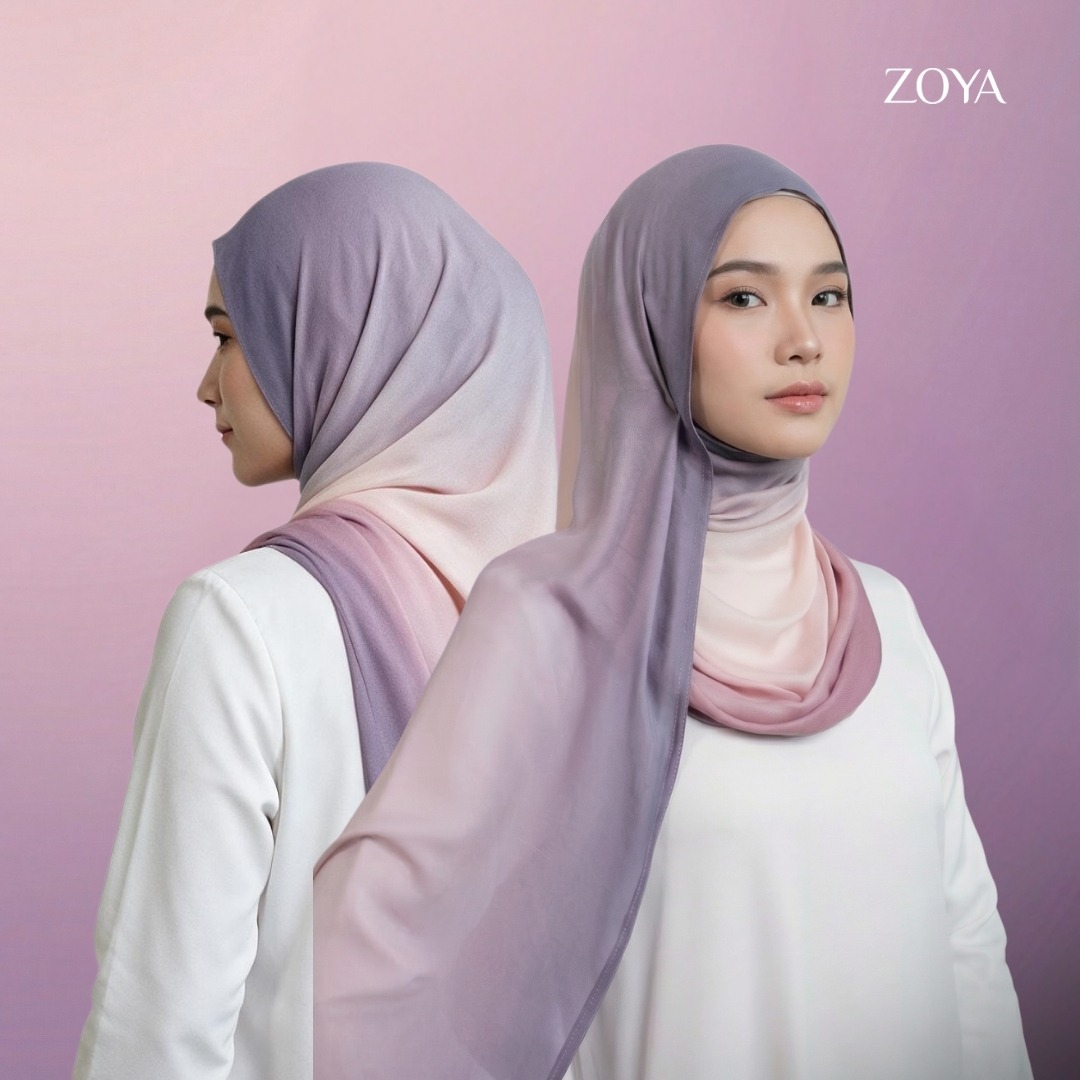Zoya Pashmina Gradient Sora - Hijab Pashmina Gradasi - Bahan Voal Viscose