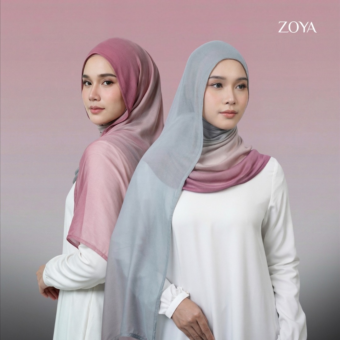 Zoya Pashmina Gradient Sora - Hijab Pashmina Gradasi - Bahan Voal Viscose
