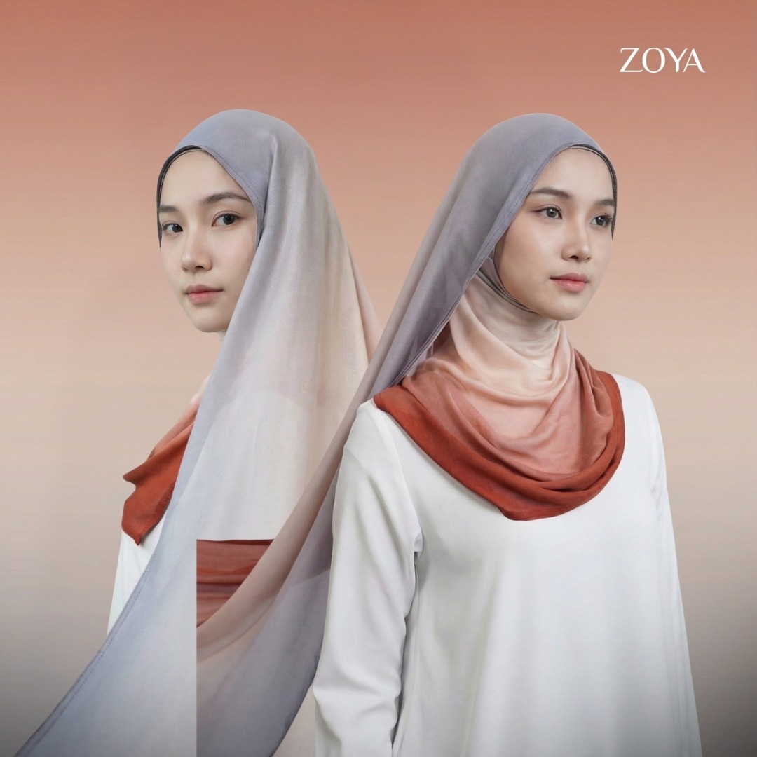 Zoya Pashmina Gradient Sora - Hijab Pashmina Gradasi - Bahan Voal Viscose