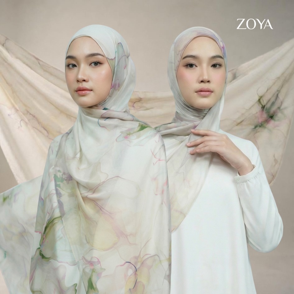 Zoya Pashmina Melcia - Hijab Pashmina Motif - Bahan Voal Viscose