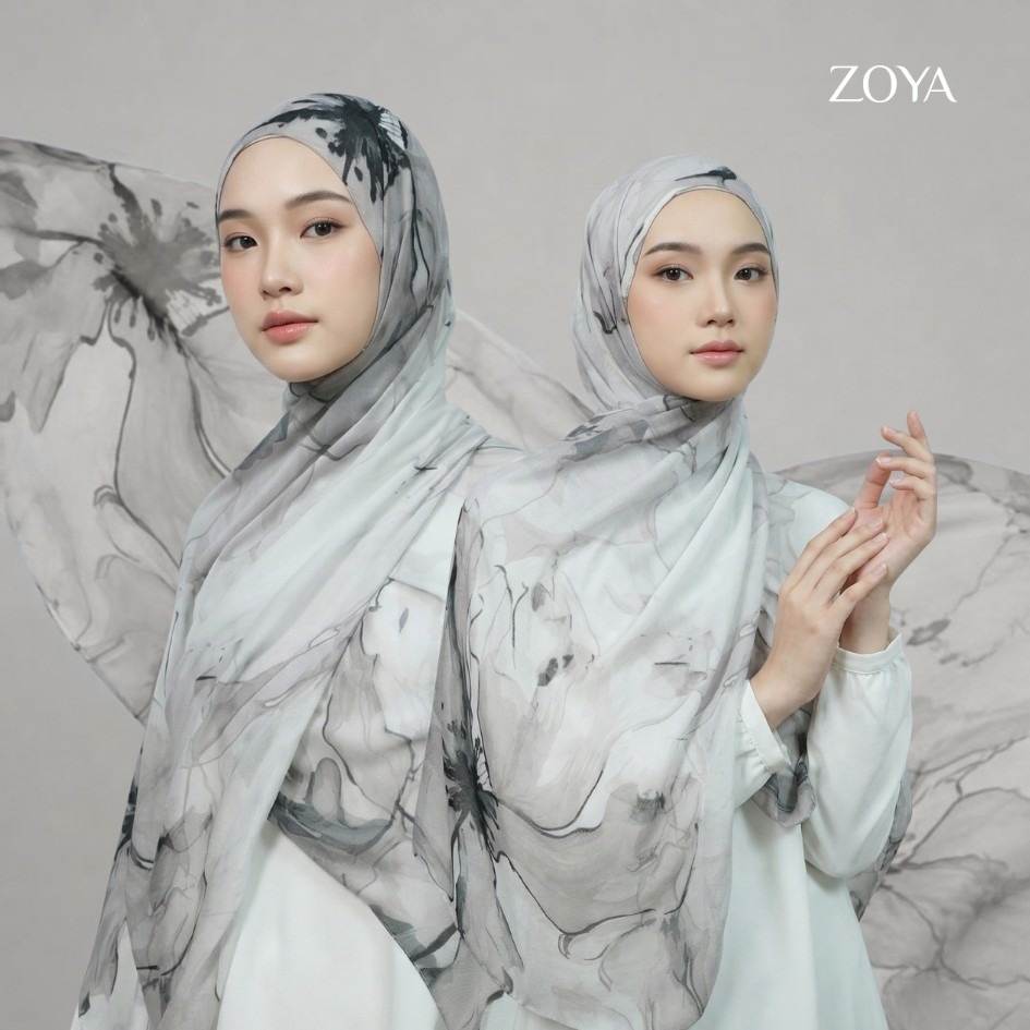 Zoya Pashmina Melcia - Hijab Pashmina Motif - Bahan Voal Viscose