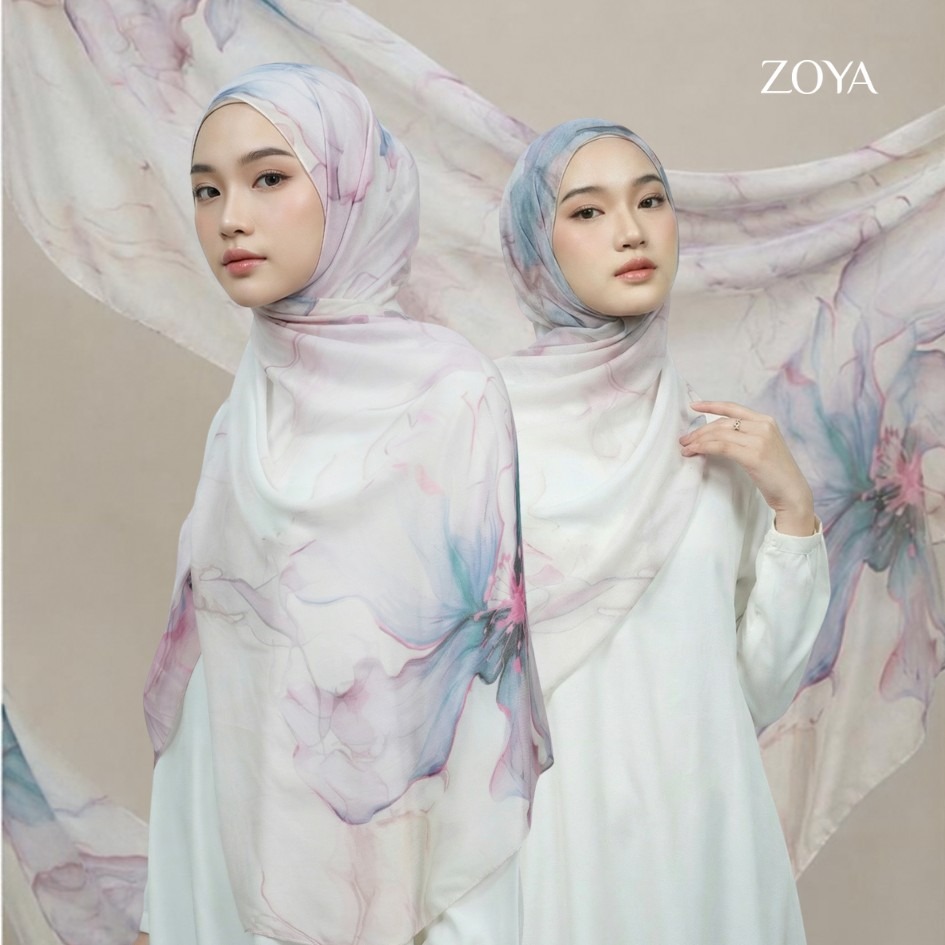 Zoya Pashmina Melcia - Hijab Pashmina Motif - Bahan Voal Viscose