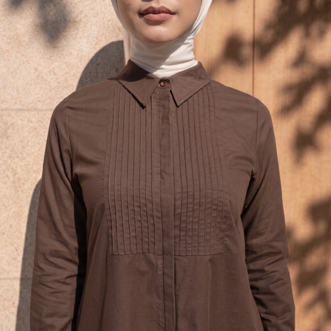 Zoya Pintucked Cotton Midi Dress Z01 - Atasan Midi Dress Officewear - Bahan Cotton