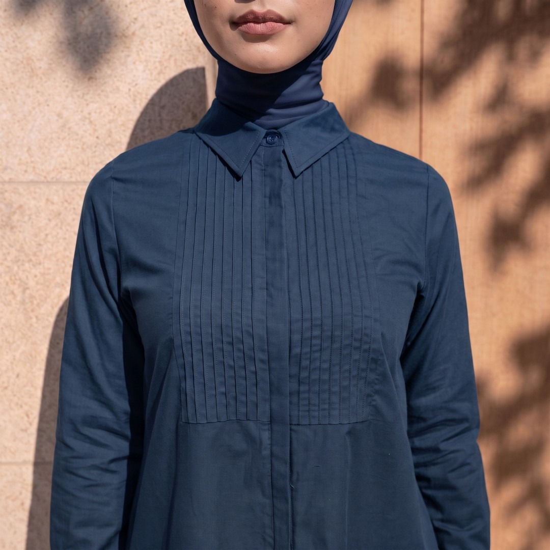 Zoya Pintucked Cotton Midi Dress Z01 - Atasan Midi Dress Officewear - Bahan Cotton