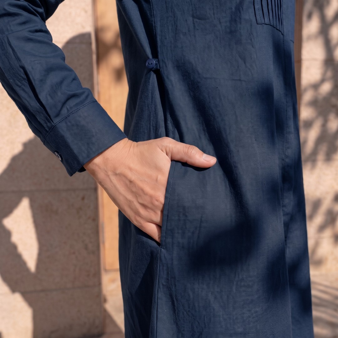 Zoya Pintucked Cotton Midi Dress Z01 - Atasan Midi Dress Officewear - Bahan Cotton