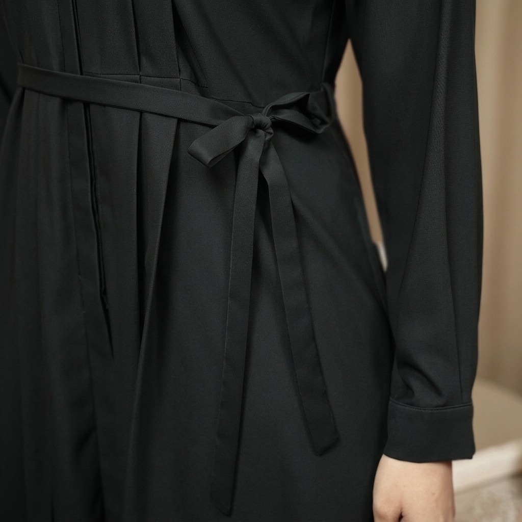 Zoya Pleated Long Dress Z01 - Dress Wanita Wudhu Friendly - Bahan Poly Flowy