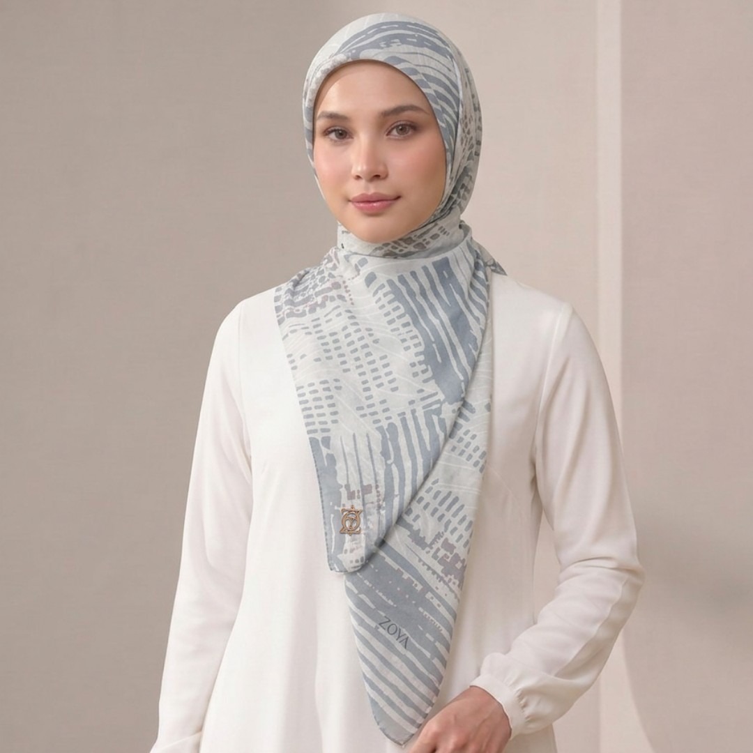 Zoya - Rhea Phase Scarf - Kerudung Hijab Segiempat Motif - Pouch Ziplock