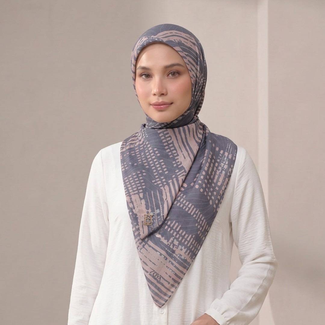 Zoya - Rhea Phase Scarf - Kerudung Hijab Segiempat Motif - Pouch Ziplock