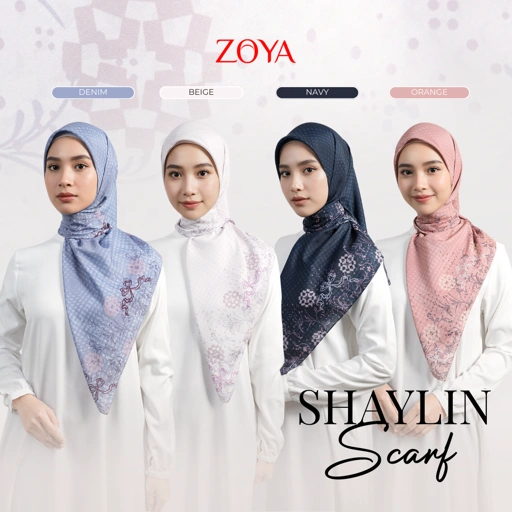 Image of Zoya - Shaylin Print Scarf - Kerudung Hijab Segiempat Motif - Pouch Ziplock