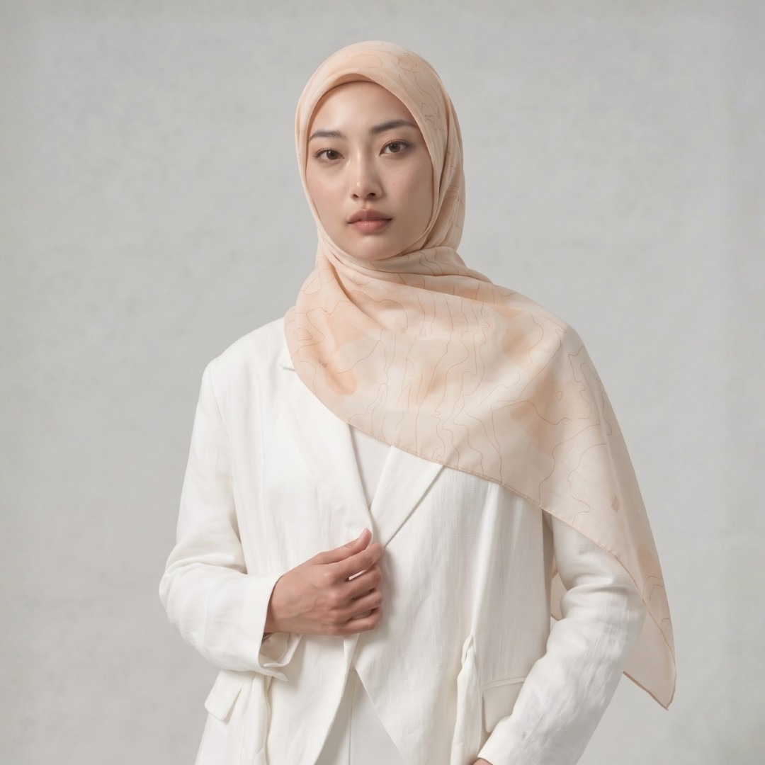 Zoya - Shadow Petals Print Scarf - Kerudung Hijab Segiempat Motif - Bahan Signature Voal - Box
