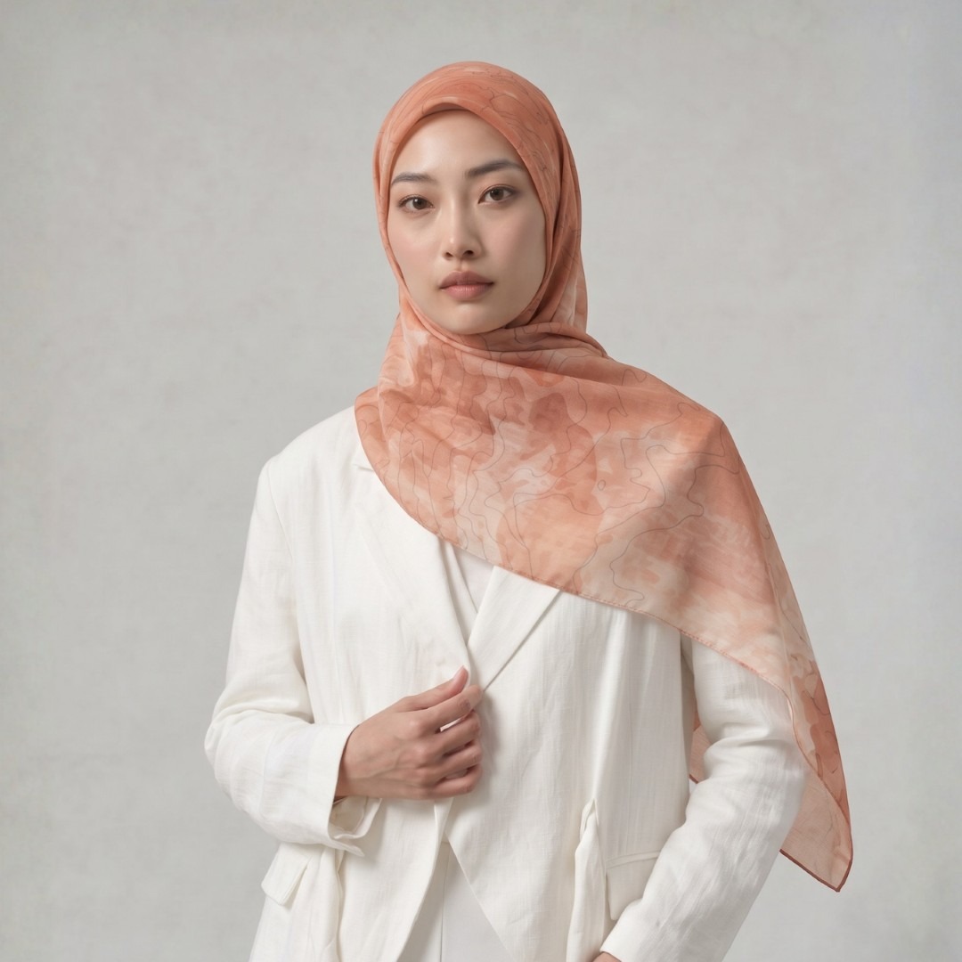 Zoya - Shadow Petals Print Scarf - Kerudung Hijab Segiempat Motif - Bahan Signature Voal - Box
