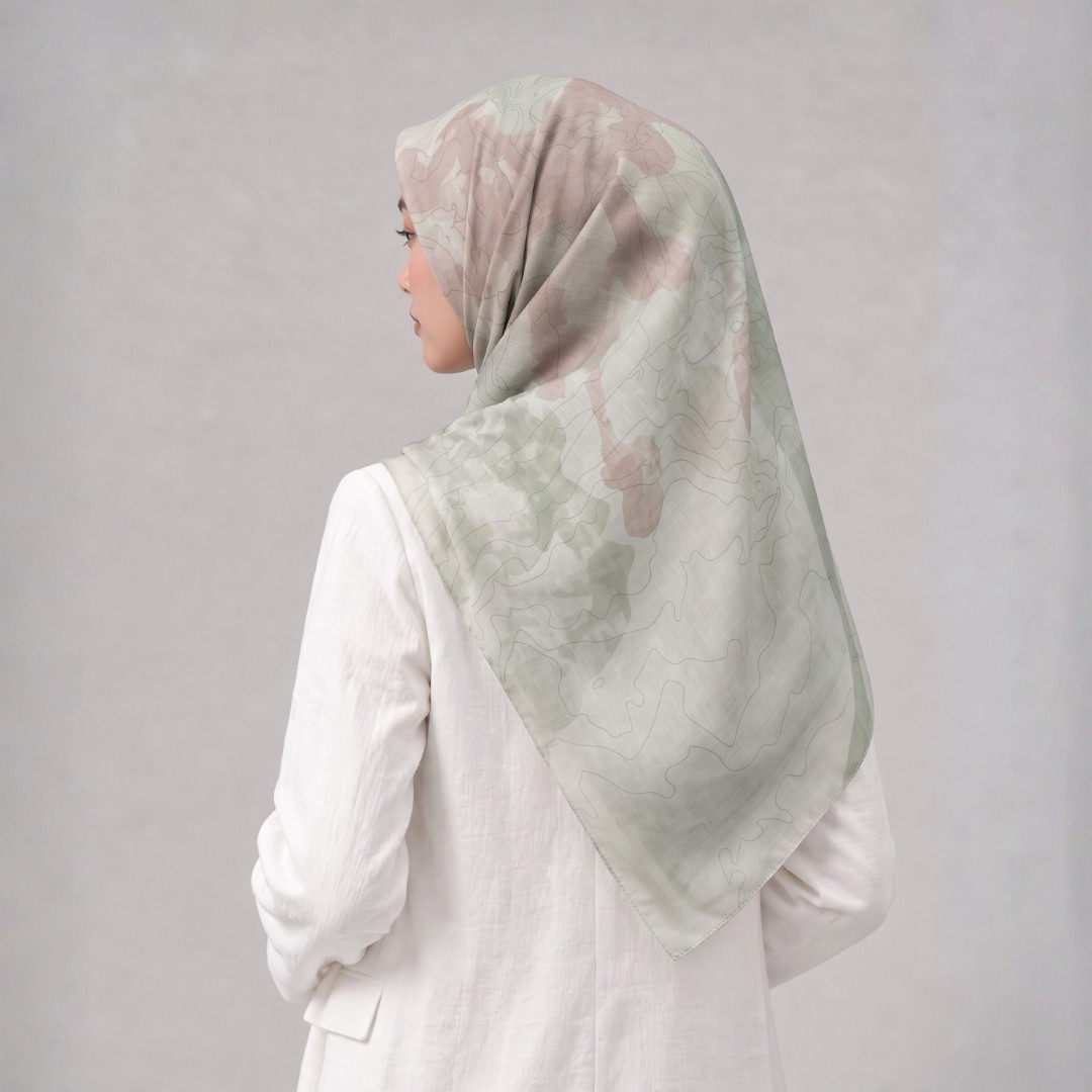 Zoya - Shadow Petals Print Scarf - Kerudung Hijab Segiempat Motif - Bahan Signature Voal - Box