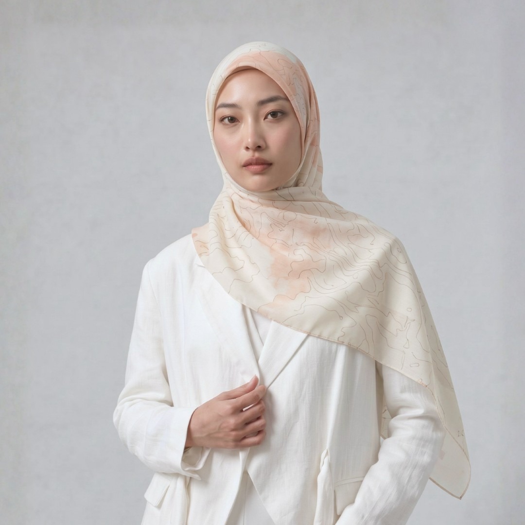Zoya - Shadow Petals Print Scarf - Kerudung Hijab Segiempat Motif - Bahan Signature Voal - Box
