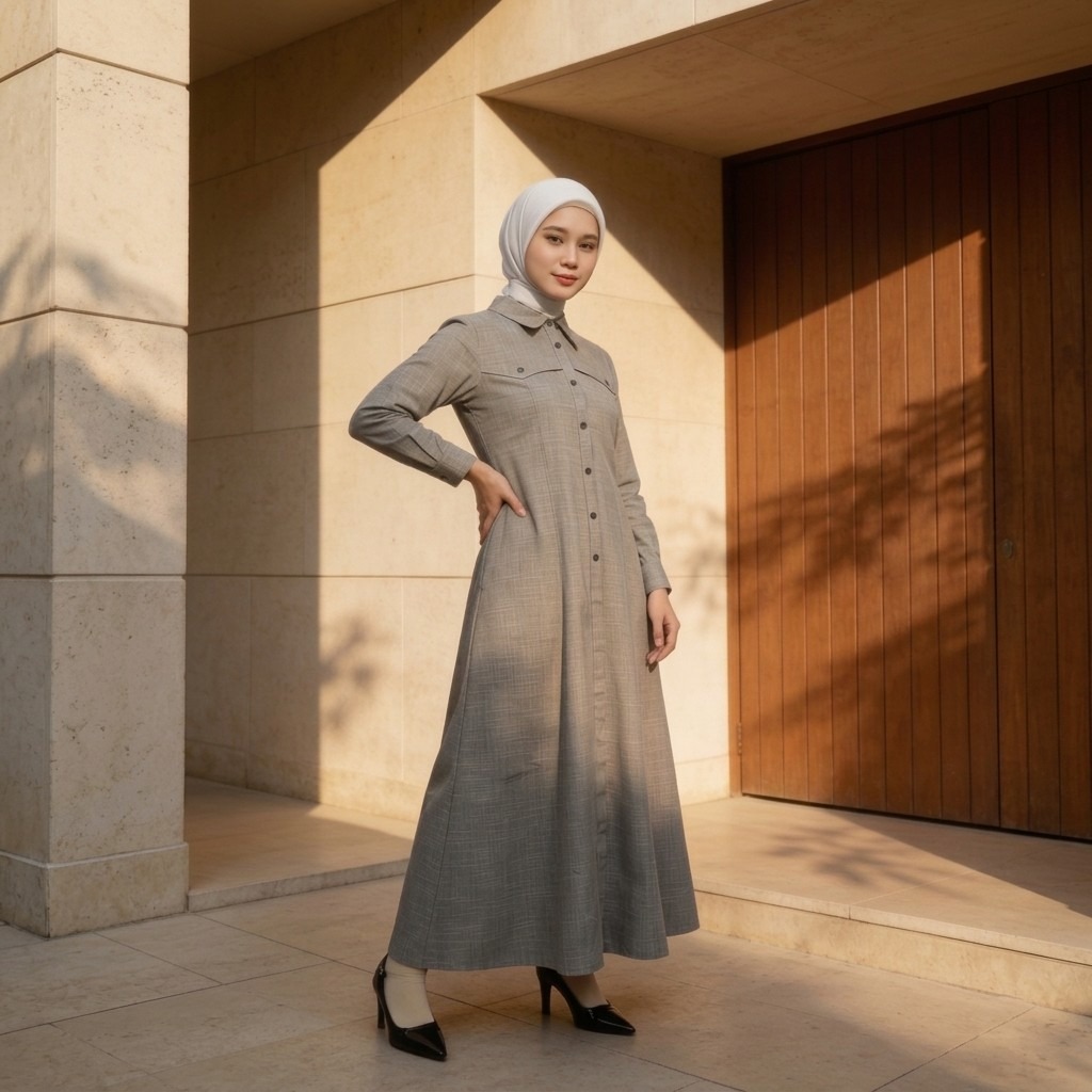 Zoya Shirt Bust Detail Dress Z01 - Dress Wanita Busui Friendly - Bahan Cotton Slub
