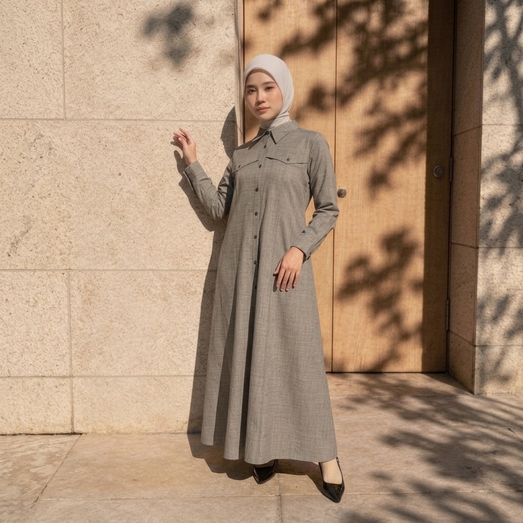Zoya Shirt Bust Detail Dress Z01 - Dress Wanita Busui Friendly - Bahan Cotton Slub