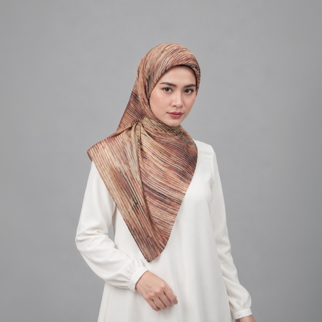 Zoya - Smudge Rug Print Scarf - Kerudung Hijab Segiempat Motif - Bahan Voal