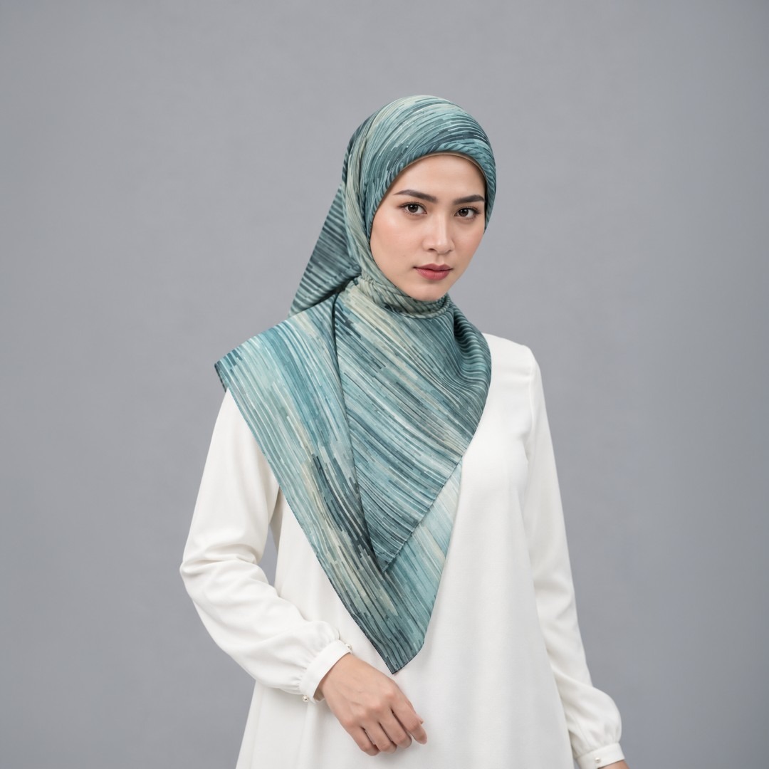 Zoya - Smudge Rug Print Scarf - Kerudung Hijab Segiempat Motif - Bahan Voal