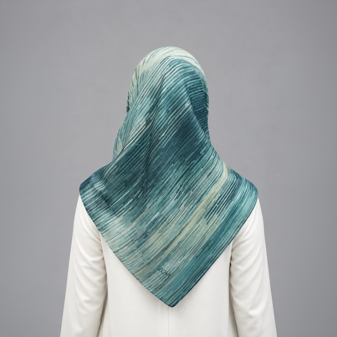 Zoya - Smudge Rug Print Scarf - Kerudung Hijab Segiempat Motif - Bahan Voal