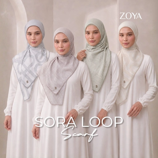 Zoya - Sora Loop Print Scarf - Kerudung Hijab Segi Empat Motif Premium - Box