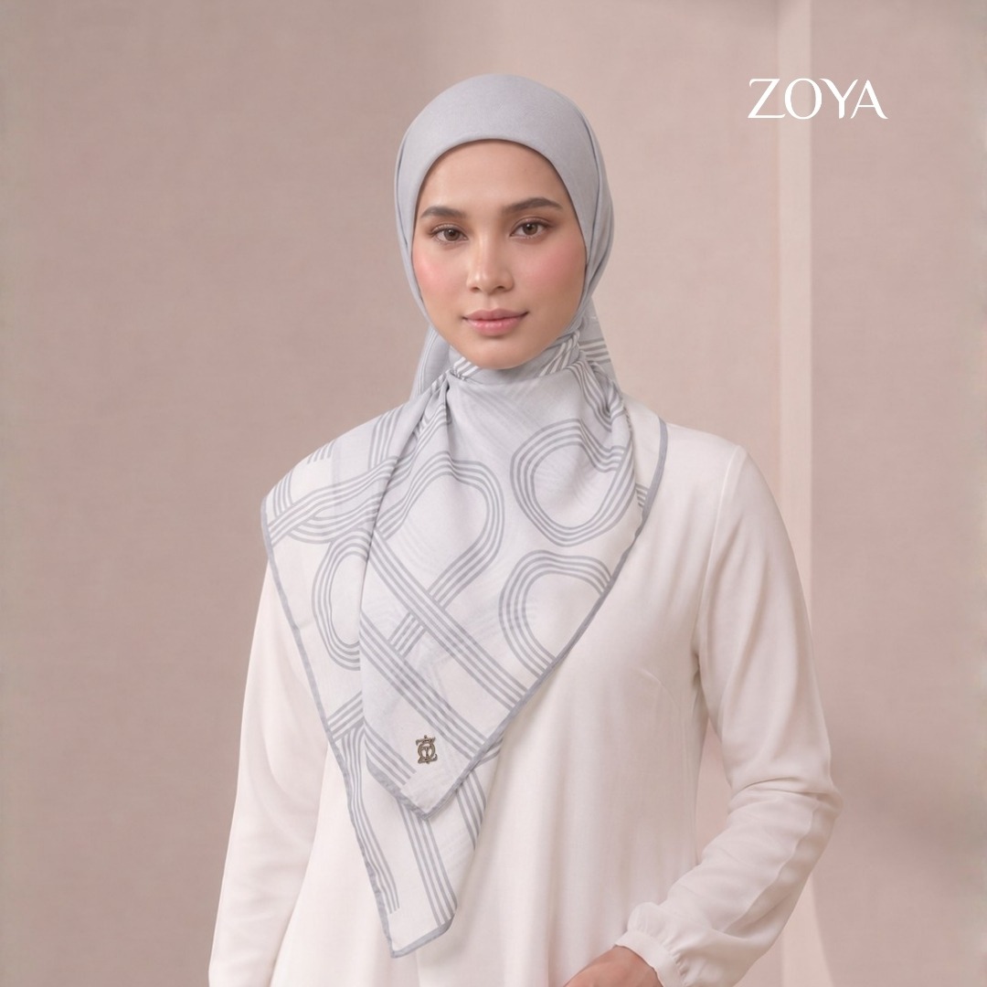 Zoya - Sora Loop Print Scarf - Kerudung Hijab Segi Empat Motif Premium - Box