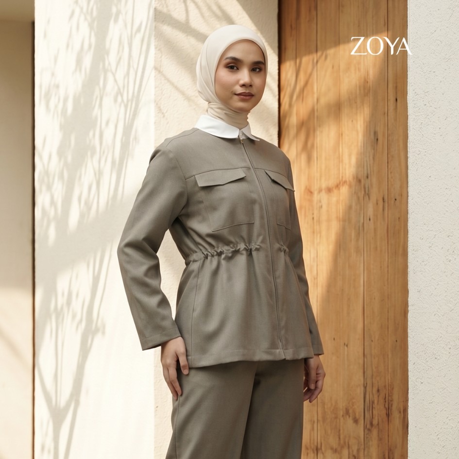 Zoya Utility Zipper Jacket Z01 Officewear - Jacket Outwear - Bahan Poly Twill