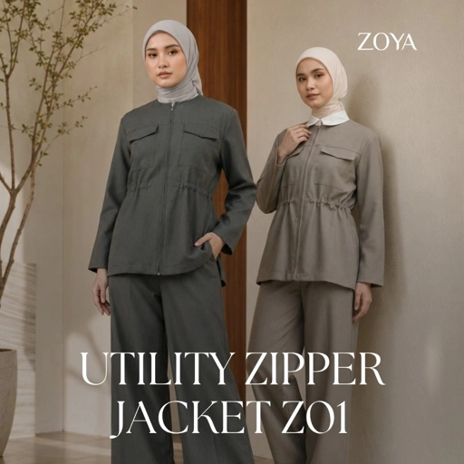 Zoya Utility Zipper Jacket Z01 Officewear - Jacket Outwear - Bahan Poly Twill