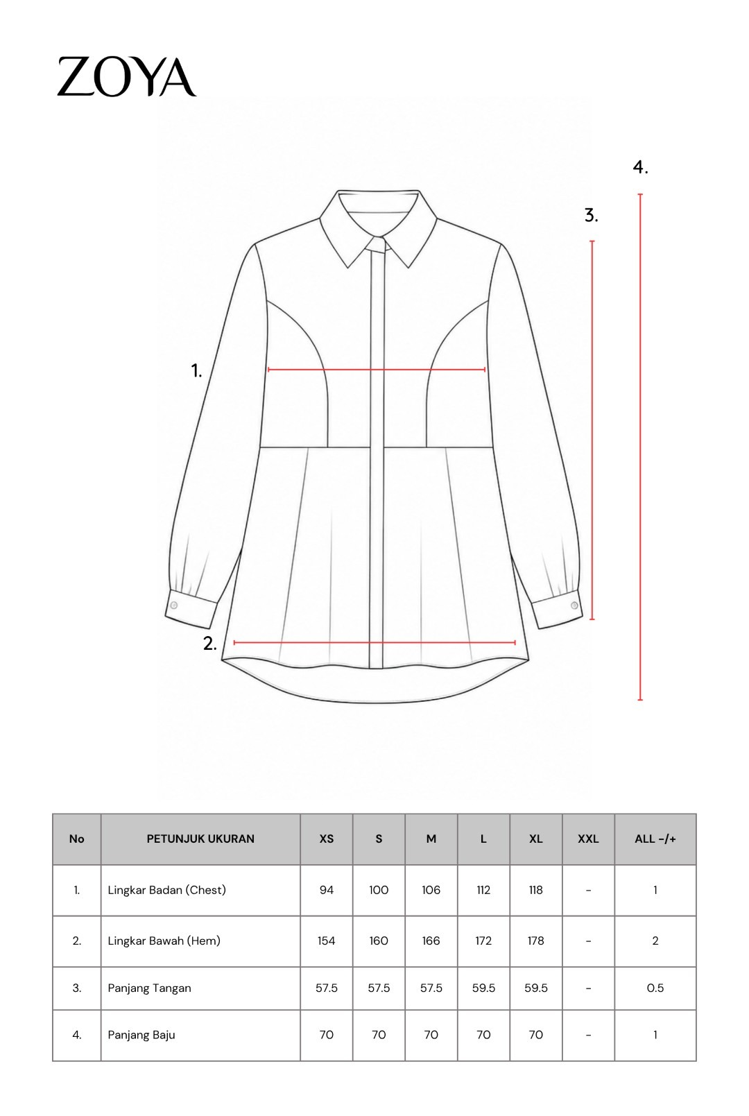 Zoya Variasi Cutting Shirt VC-Z01 - Atasan Blouse Officewear - Bahan Cotton